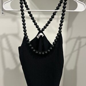 Zara Black Beaded Strap Sweater Tank Top